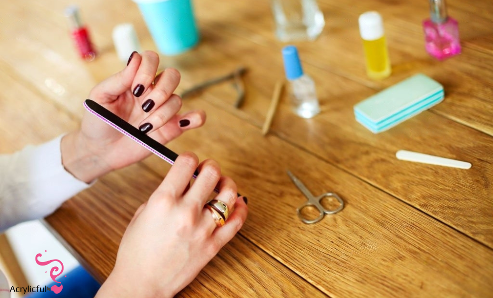 how to shorten acrylic nails at home